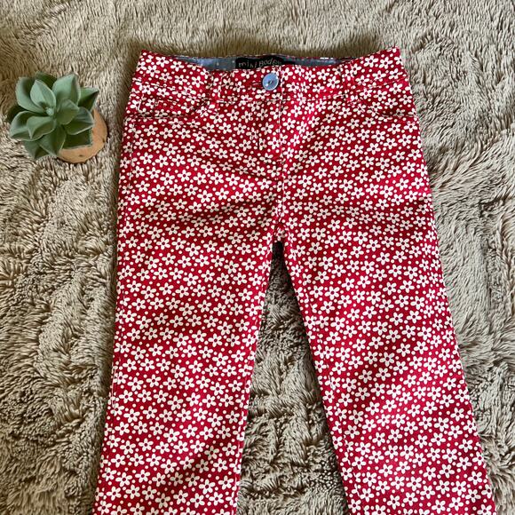 Cute Mini Boden Red Floral-Print Cropped Capri Length Pants Size: 9Y - Picture 2 of 15